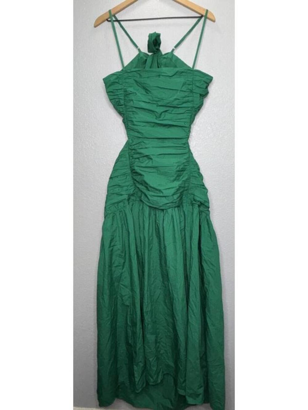 Loft Poplin Cutout Tie Back Ruched Midi Dress Size 14 New - Picture 4 of 9